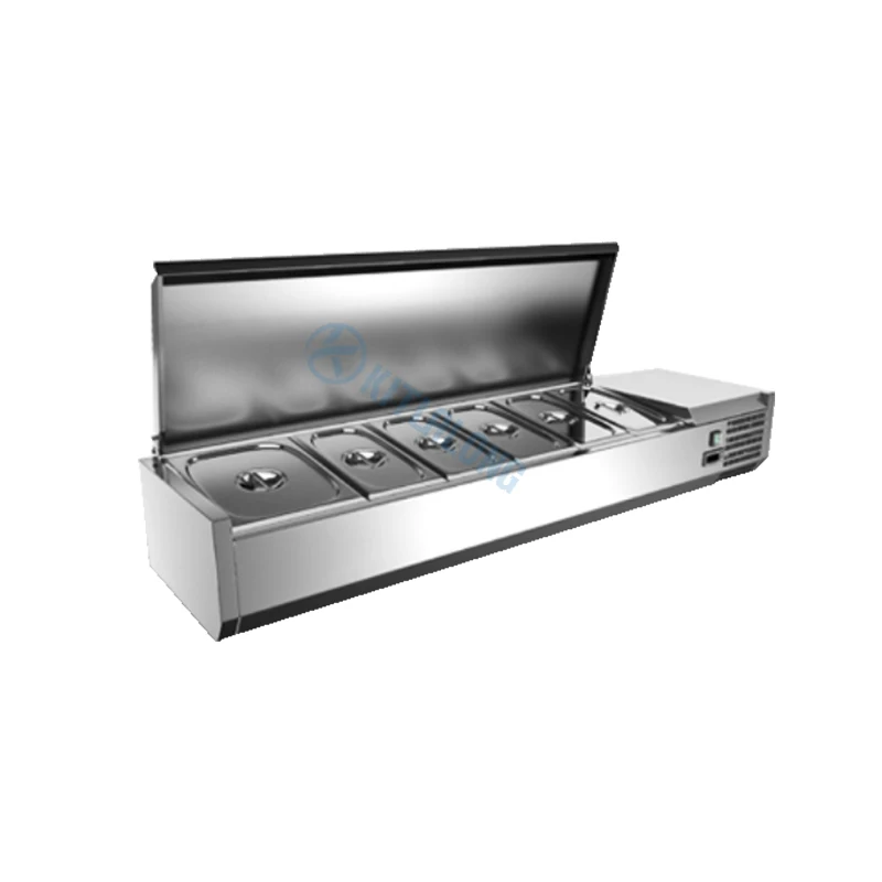 Commercial Pizza Prep Table Refrigerator Refrigerated Counter Top Fruit Salad Bar Refrigerator Display Fridge Showcase