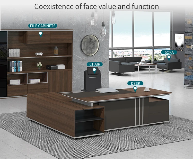 MDF office desk luxury executive modern office desks L shaped computer desk table office furniture