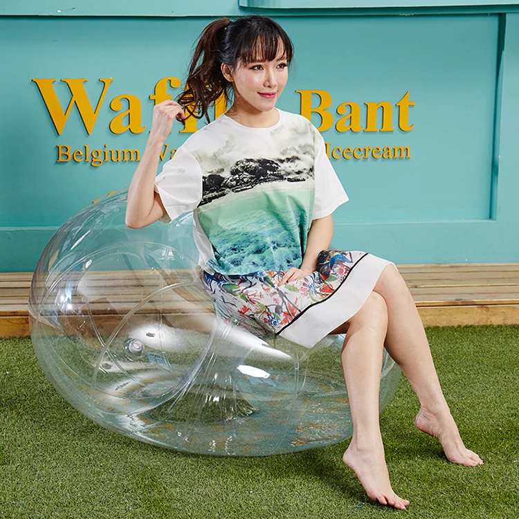 Transparent PVC Balloon Sofa 1m 0.2mm Material for Kids Play on Grass or Sitting Includes Air Blower Accessory