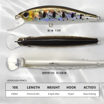 CHEERY Sinking Long-Cast Minnow Slow-Sinking Stainless Steel Crankbait Artificial Hard Bait Bass Lure for Largemouth Bass – Minnow – view 4