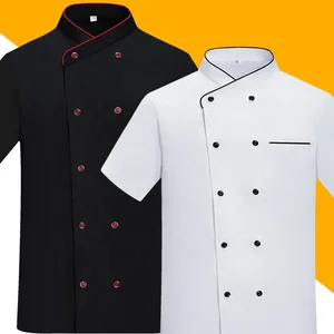 High-End Summer Polyester Cotton French Chef Uniform Short Sleeve Jacket for Men Women for Kitchen Use Baking Cake Decorating
