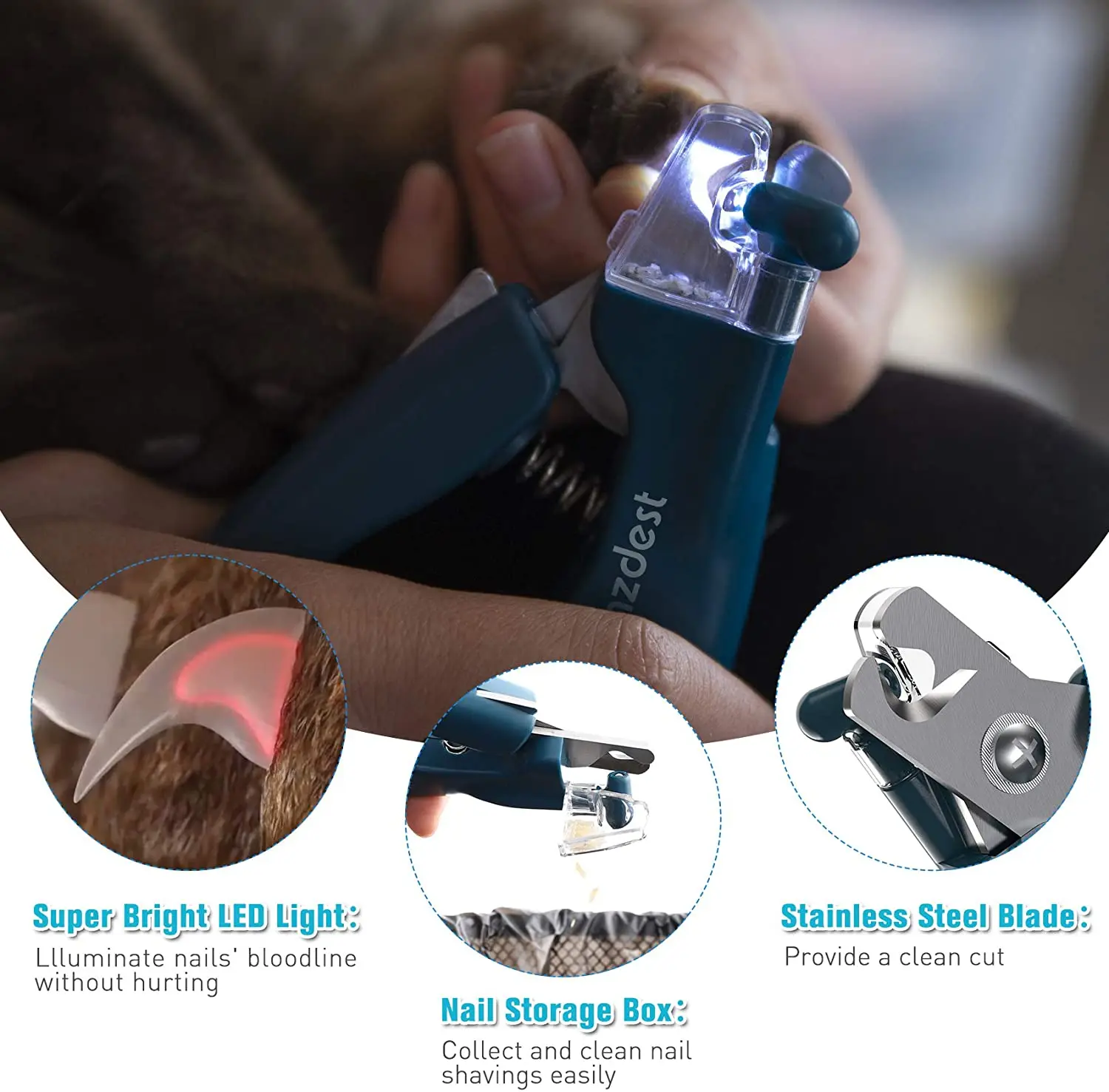 
 Лидер продаж 2021, машинка для стрижки когтей домашних животных, триммер для когтей собак из нержавеющей стали, инструмент для ухода за домашними животными, светодиодные машинки для стрижки когтей с пилочкой  