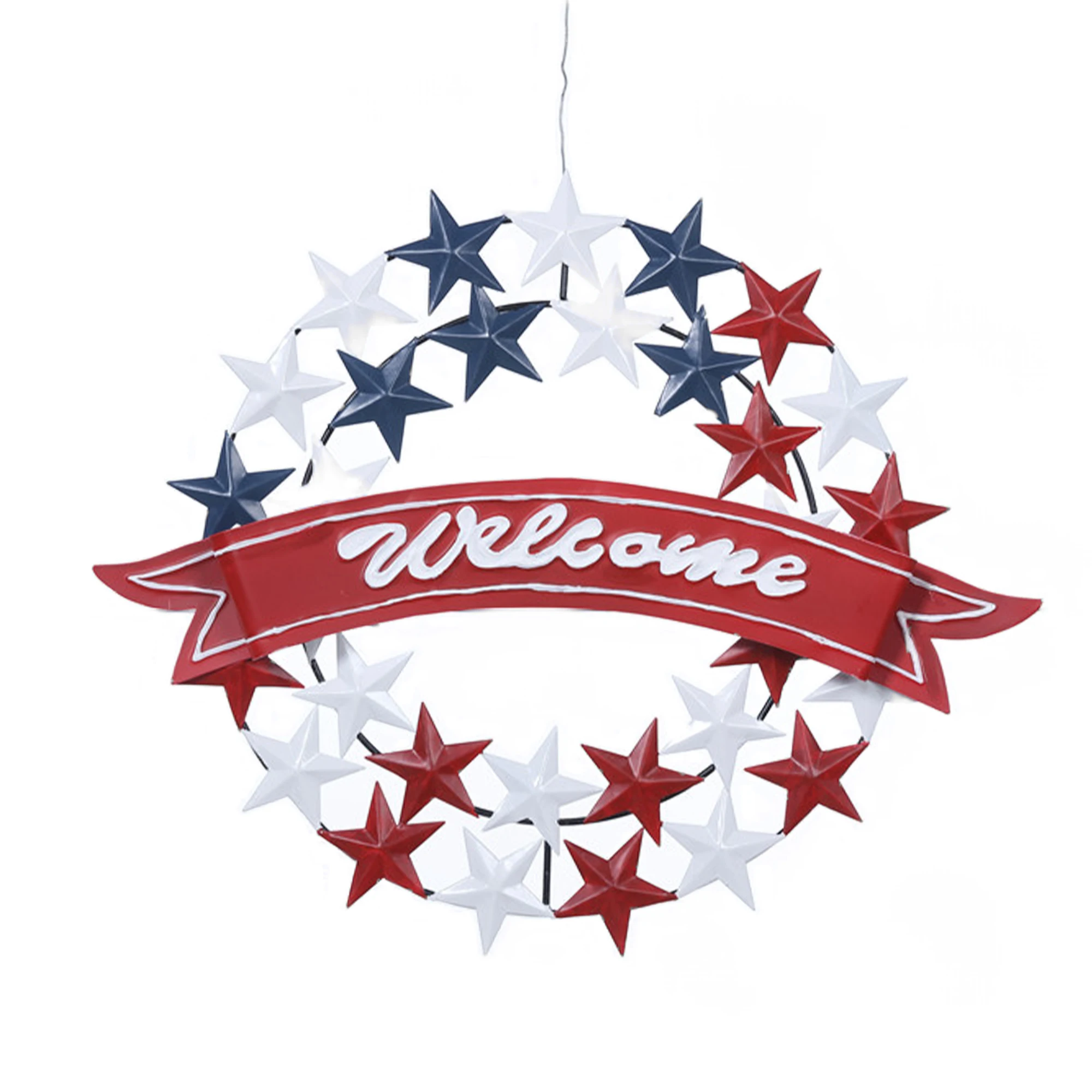 s USA Banner Star Printed Metal Garland for Patriotic America Independence Day Party