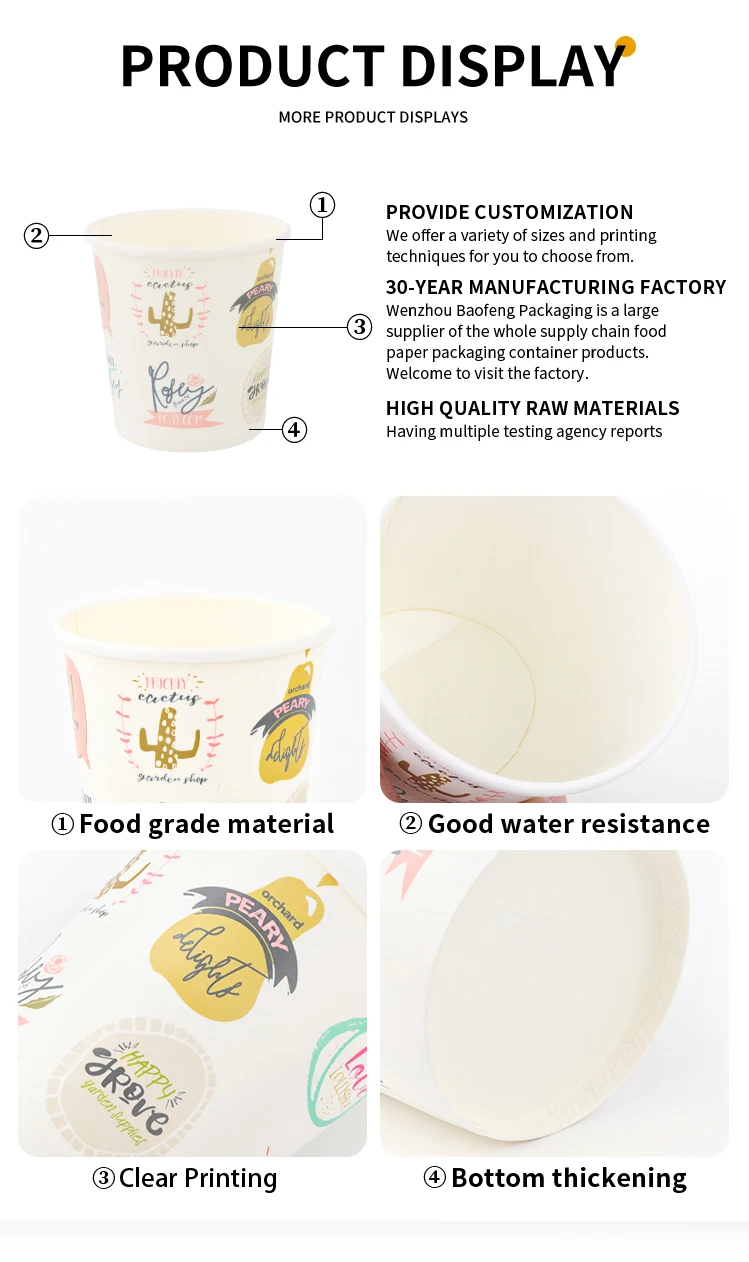 product customizable 8 12 16 24 32 oz disposable kraft paper cups waterproof brown soup noodle salad bowls with lids for food storage-5