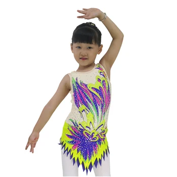 Exotic Performance Wear for Girls Free Rhinestones Dancewear Rhythmic Gymnastics Dance Ballet Leotard Stage Children