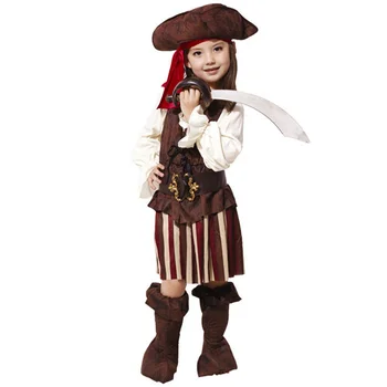 Halloween Cosplay Pirate Costumes with Hat Children Carnival Party Costume Role Play Dress Up for Boys Girls