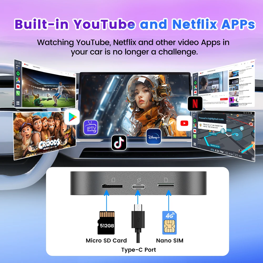 New Android 13 System Car Smart Ai Tv Box 3 In1 Tbox S2 64Gb 512Gb Android Auto Carplay Wireless Car Play Adapter for Apple