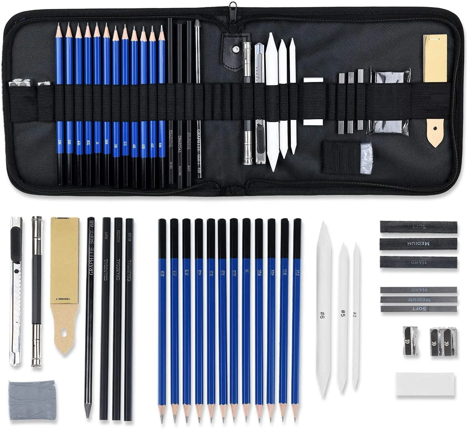 35pc Drawing Sketching Pencil Set, Professional Sketch Set in