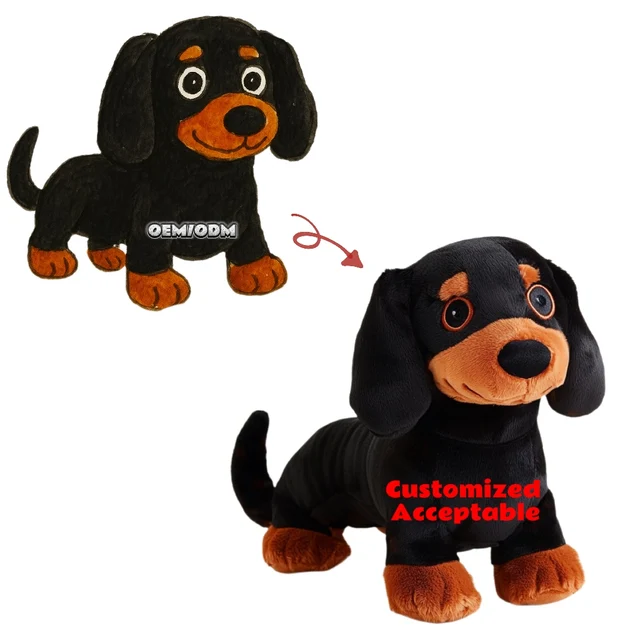 OEM Dachshund Little Puppy Personalized Stuffed Animal Plush Toy Kawaii Cartoon Design for Birthday/Party Favors