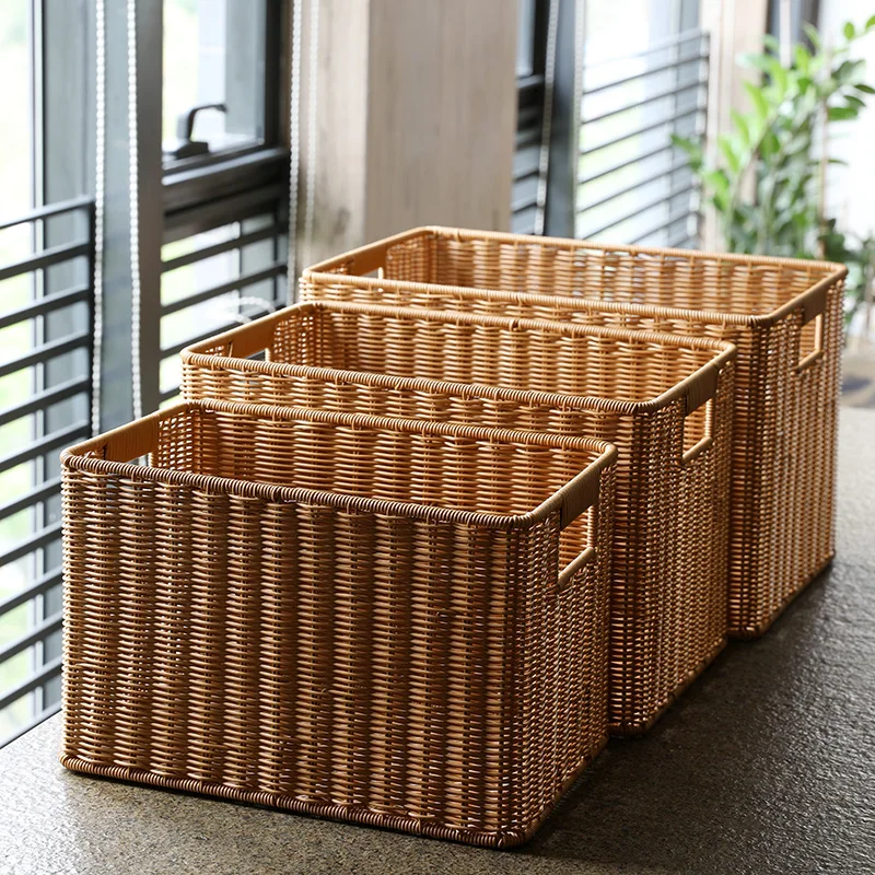 Woven Baskets for Storage, Waterproof Rattan Storage Basket