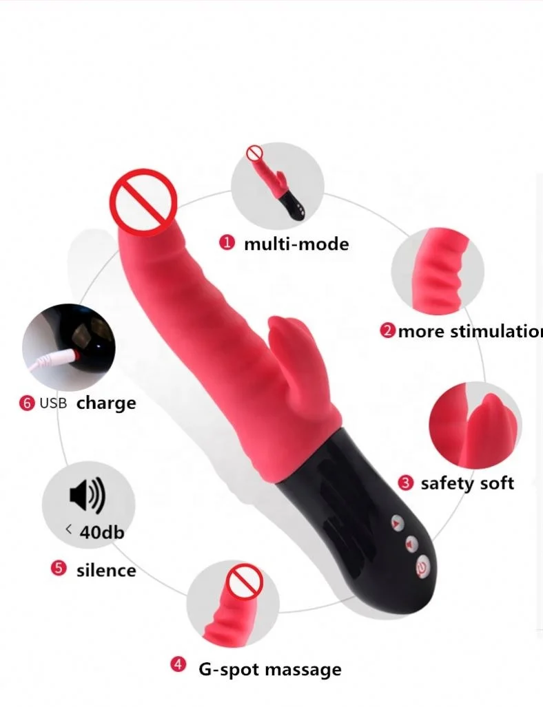 10 Frequency Dual Motors Telescopic Thrusting Dildo G-spot Clitoris  Stimulator Rabbit Vibrators Sex Toys for Woman