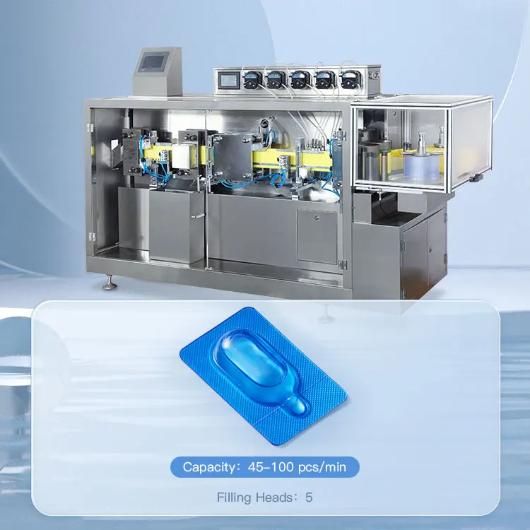 Automatic 5ml 10ml 30ml Plastic Ampoule Bottle Sealing Liquid Filling Machine
