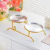 Gold-plated stainless steel round silver tray (14cm)