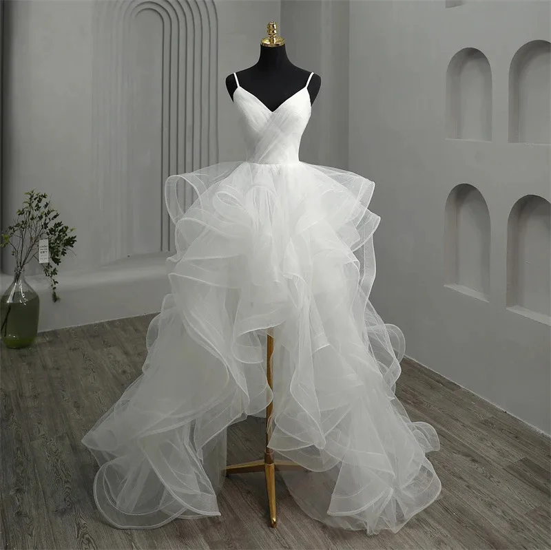 Short Front and Long Back Light Wedding Dress Princess Fluffy Trailing Cake Skirt Marriage Dress Wedding Dresses for Women