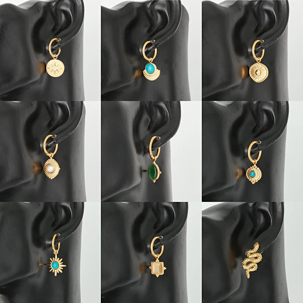 Wholesales Statement Designer Gold Plated Dangle Drop Huggies Earring