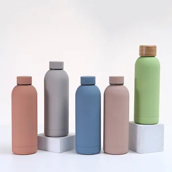 Cork Bottle 350ml 500ml 750ml 1000ml Stainless Steel Sport Flask Water Bottle Strap Rubber Coating Paint Silicone Handle