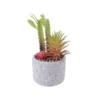Cactus artificiel et succulente en pot de ciment