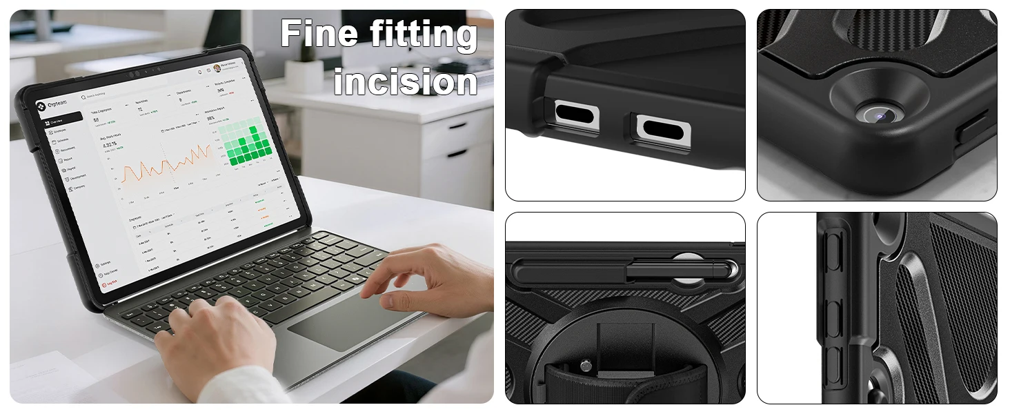 product case for microsoft surface pro 12 inch 2025 heavy rugged shockproof drop protection case with type cover keyboard black-3