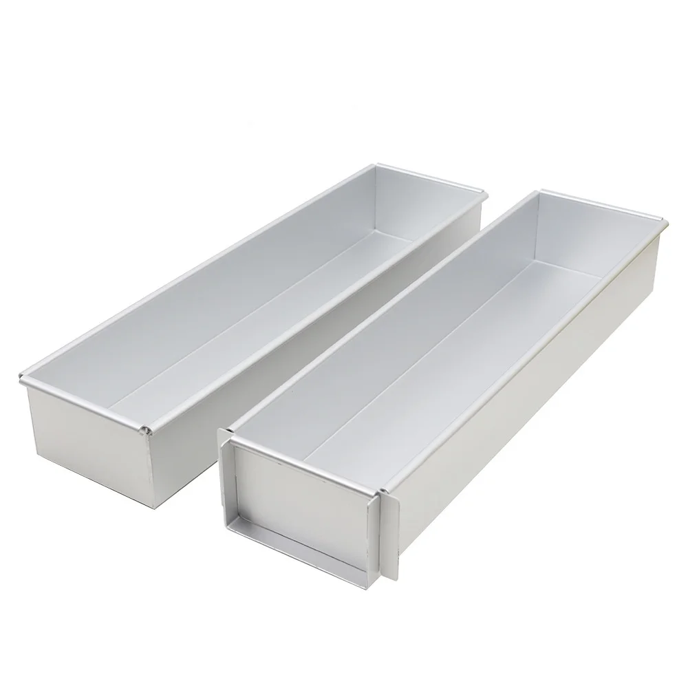 Aluminum Anodized Rectangular Open Tiramisu Mold Cake Cheesecake Mousse Fixed Mold Battenberg Cake Baking Pan With Dividers