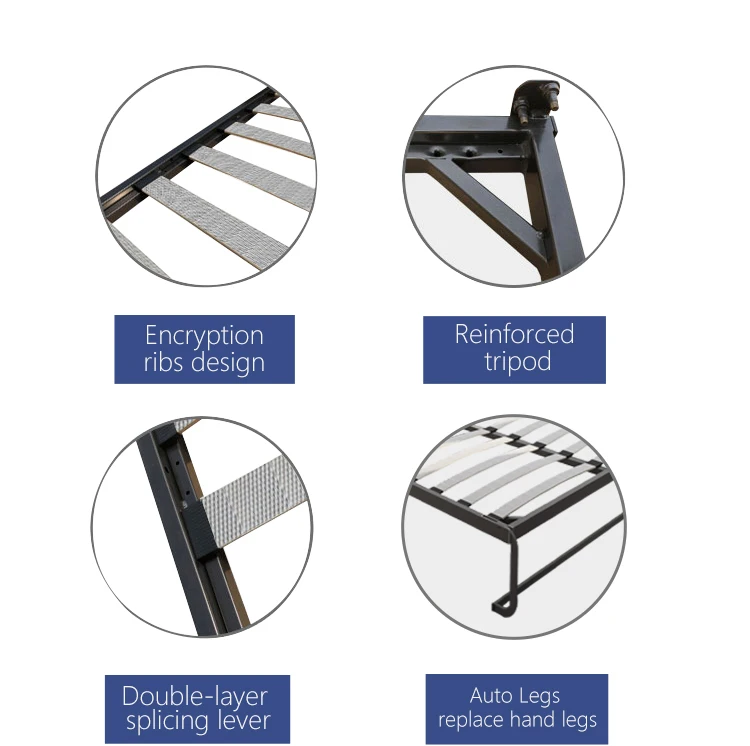 Smart Furniture Bed Wall Space Saving Gas Piston System Horizontal