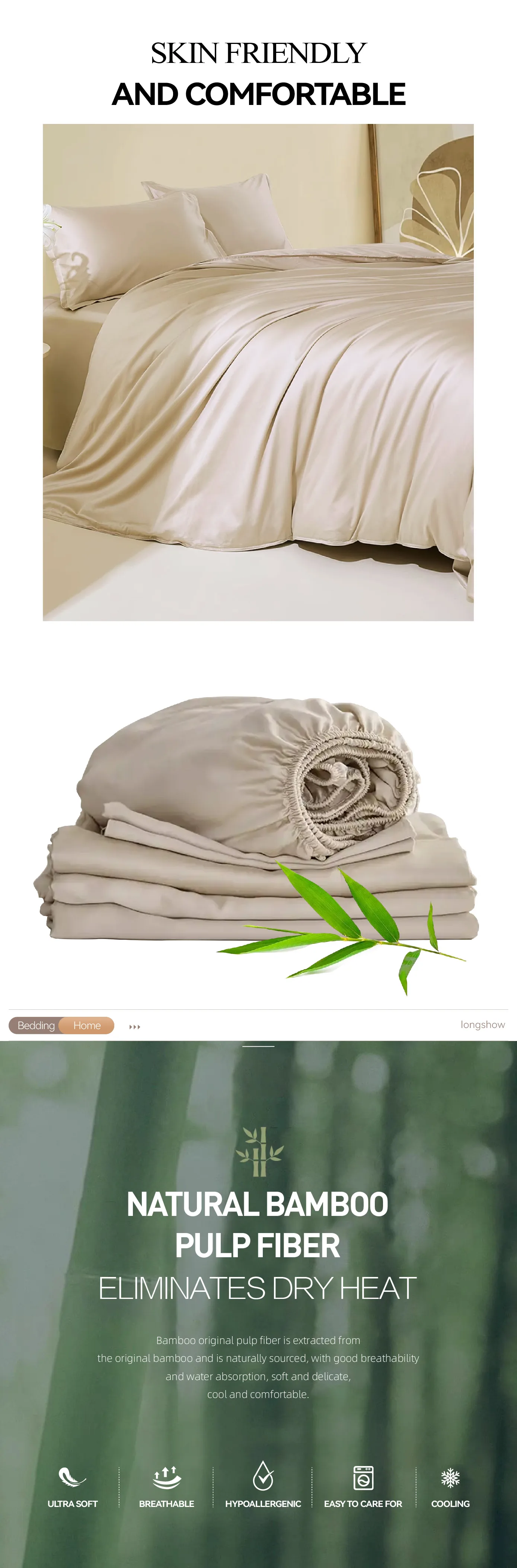 Ecofriendly Organic Bamboo Lyocell Bedsheets Bedding Set Bamboo Sheets
