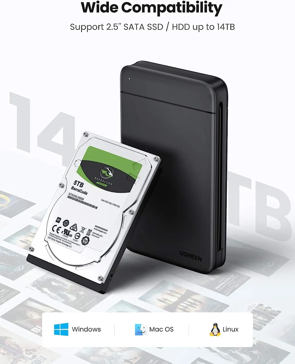 UGREEN USB C Hard Drive Enclosure - 5gbps for SSD & HDD