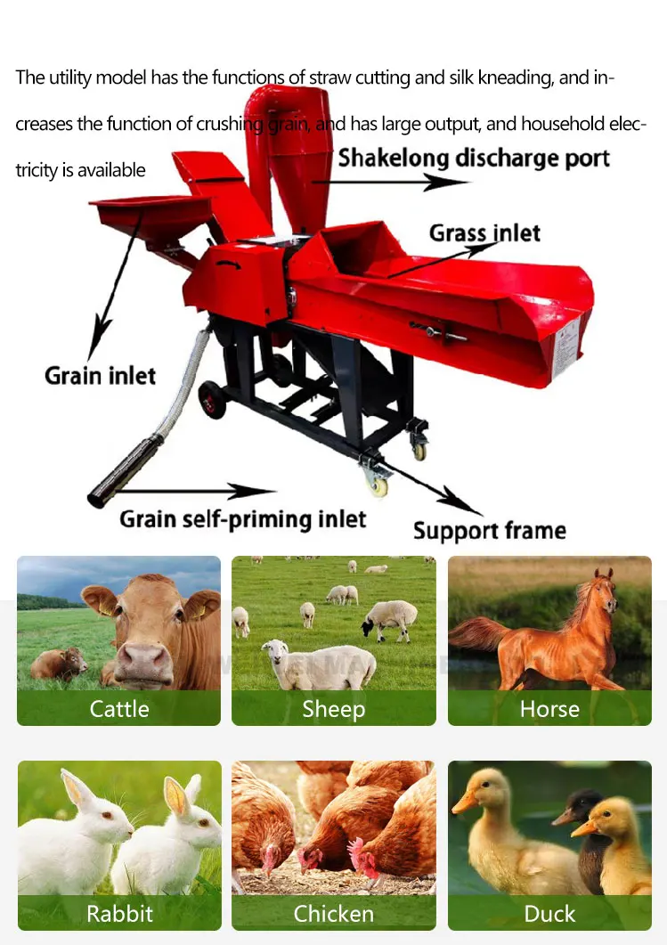 Weiwei Animal Feedstuff Making 4.8t/h Grass Crusher Hay Chaff Cutter
