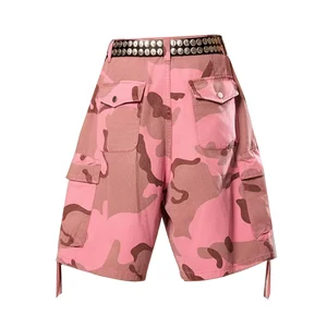 Wholesale Camouflage  Pink Print Cargo Shorts Women Cotton Cargo Shorts Pants