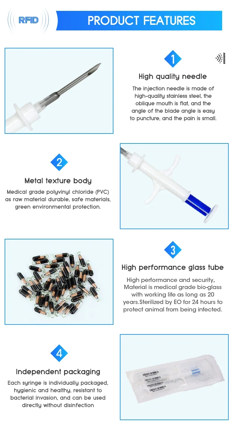Injectable Animal Tracking Microchip With Syringe Universal Glass Tag