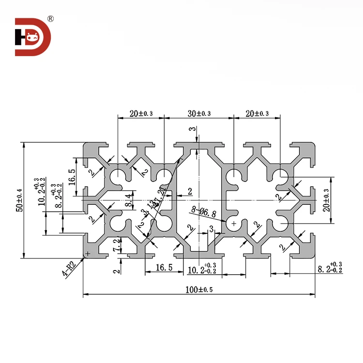 European Standard 50100 Double Slot Industrial Aluminum Profile Automation Equipment Rack Industrial Aluminum Profile details