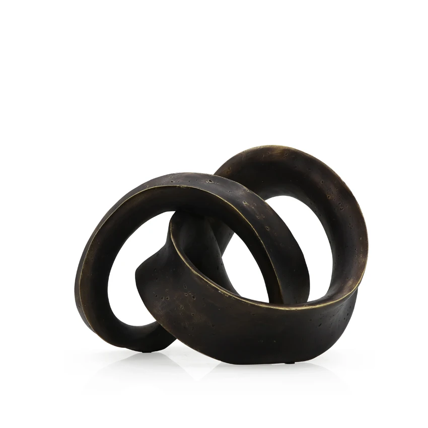 New Inspiration Smooth Resin Bronze Abstract Ribbon Circles For Modern Interior Designs