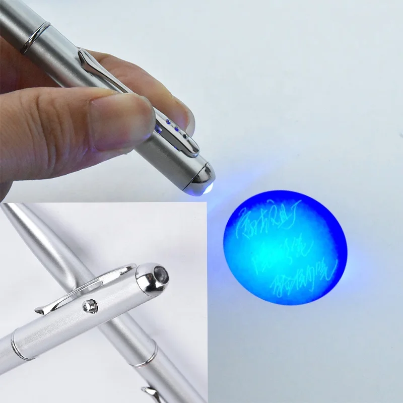 2022 Creative Magic LED UV Light Ballpoint Pen with Invisible Ink Secret Spy Pen