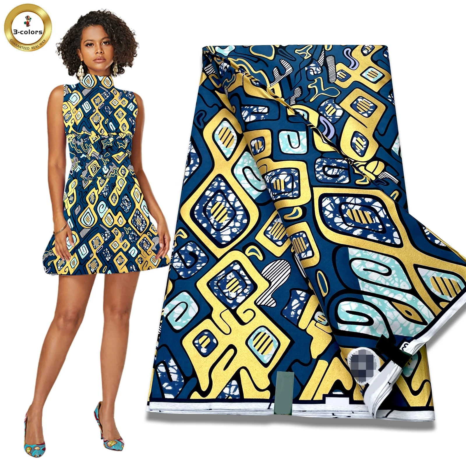 Ткань с золотым воском и принтом оптовая продажа золотистый воск 2022