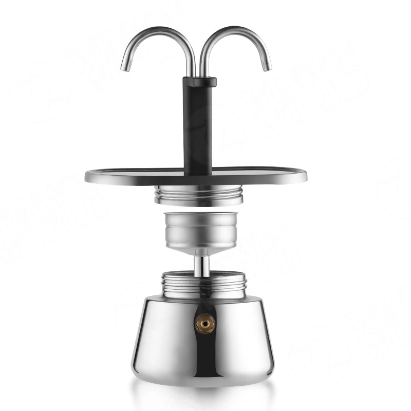Caffettiera Moka 2 Tazze In Acciaio Inox, Caffè Espresso Per Piano Cottura, Pratica E Compatta Da Viaggio, 100ml