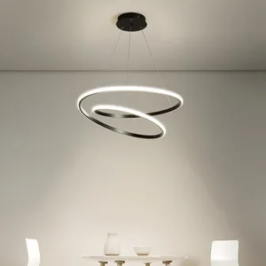 Nordic Home Decorative Modern Bedroom 3 Ring Hanging Pendant Lamp Acrylic Luxury Round Pendant Light for Living Room
