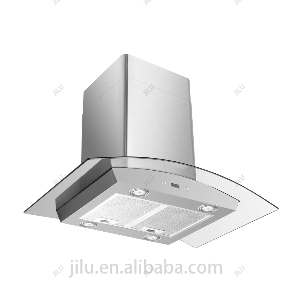 Stainless Power Style Sensor Parts LED Light Lamp Range Hood Touch Control Curve Glass Steel Luxury for Kitchen 60mm supplier
