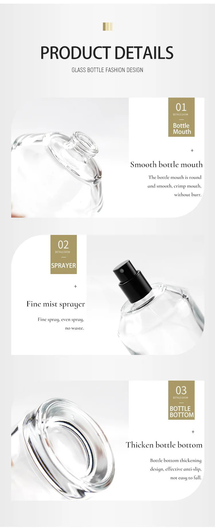 New Arrival Clear Perfume Bottle Empty Portable Round 30 Ml 50 Ml 100