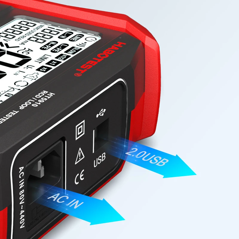 HABOTEST HT5910 Tripping Time Contact Currnt Alternating Black and Red Voltage RCD/LOOP Tester