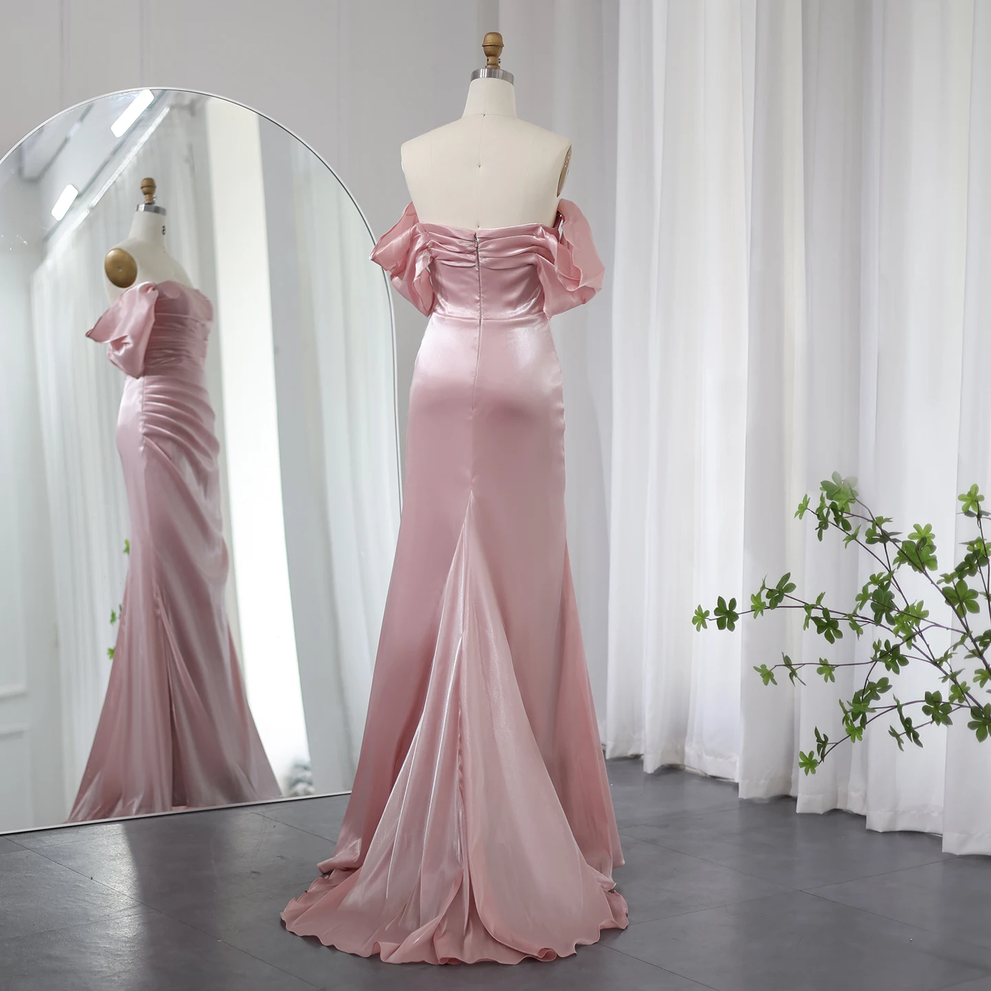 watermelon evening dresses BABARONI BABARONI Tulle Watermelon Prom Dresses A-line Plunging V-Neck Sleeveless Ruffle Pleated, Watermelon / US0 main image 1