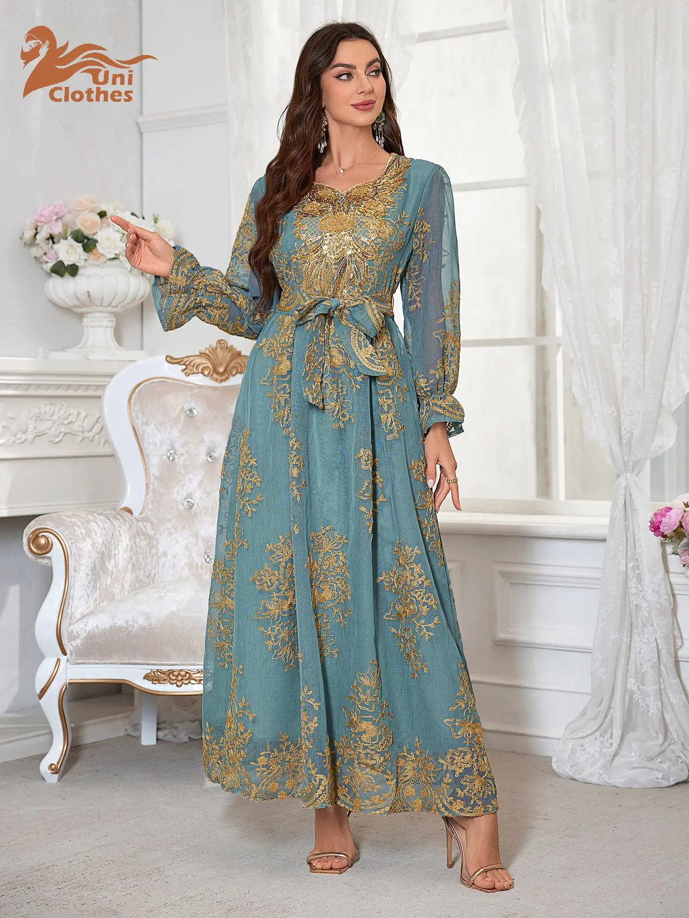 chinese dress ladies A Line Muslim High Neck Lace Long Sleeves Vintage Wedding Dress QW0934 Custom Size / Ivory main image 0