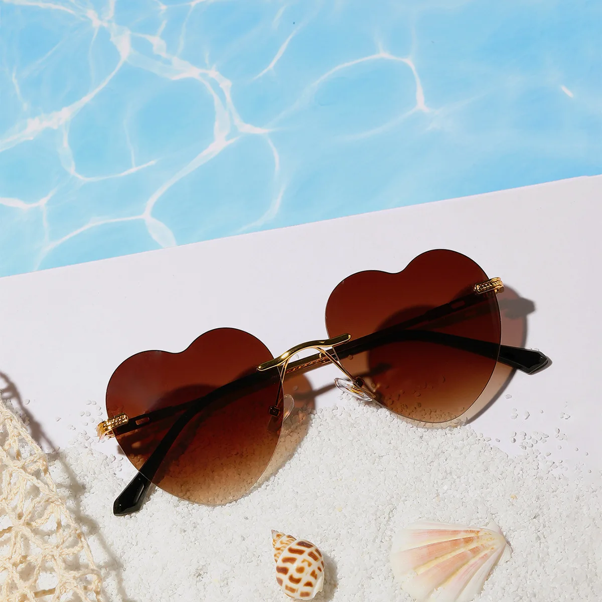 Yellow Heart Sunglasses Trendy Party Glasses