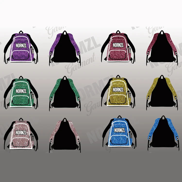 Оптовая продажа дизайнерский серебристый Блестящий рюкзак для чарлидинга с индивидуальным логотипом