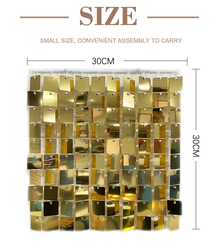 8*8ft wall Wedding birthday party decoration mirror red shimmer sequin panels wall
