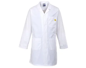 ESD Polyester Coat Stirp Type Anti Static Coverall , ESD Safe Cloth Polyester Material  esd smock