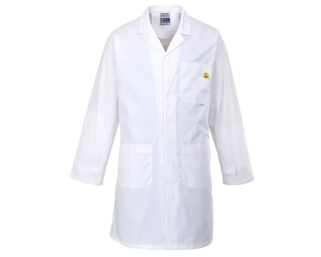 ESD Polyester Coat Stirp Type Anti Static Coverall , ESD Safe Cloth Polyester Material  esd smock