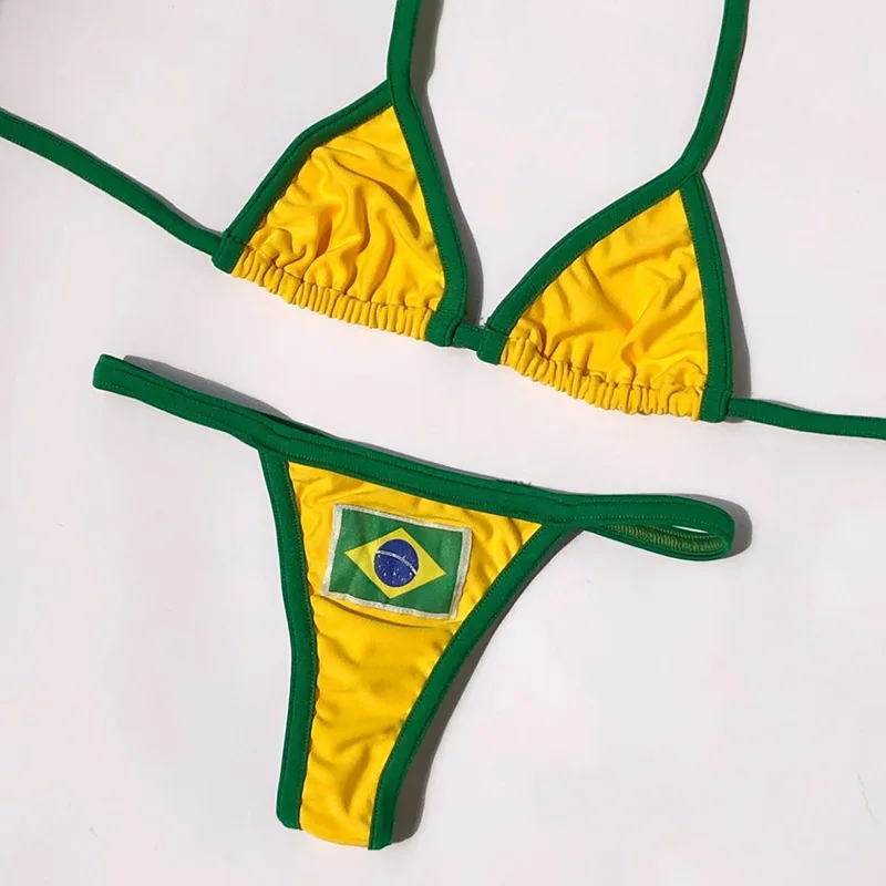 Halter Neck High Waist Woman Jamaica Bikini Swimsuit Women Swimwear Plus Size Bikinis