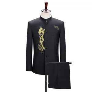 Stand Collar Zhongshan Suit Youth Coat New Stage Host Men's Wear Performance Dress