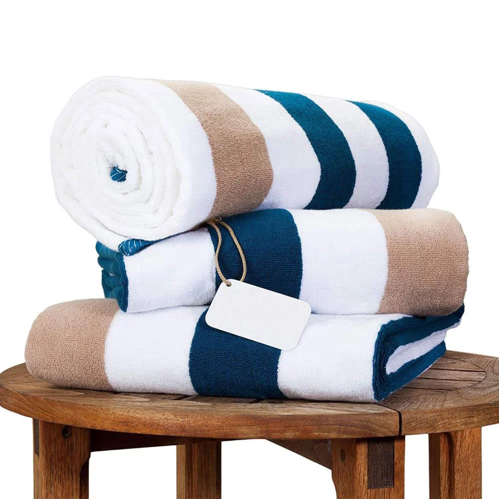 High-End 100% Cotton 600 GSM Jacquard Bath Towel Custom Beach Sheet with round Pattern Quick Dry Home Bath Striped Towel