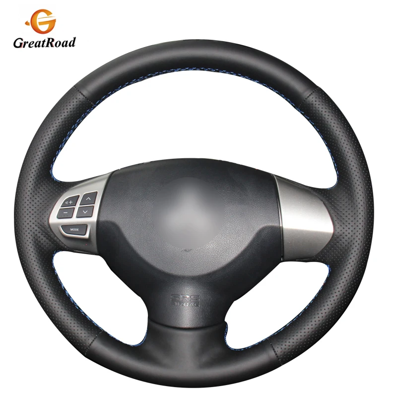 Black Carbon Fiber Look Leather Steering Wheel Cover For Mitsubishi Lancer X & Outlander (38cm, Anti-Slip)