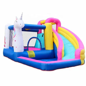 Commercial Character Playground Jumping Slide Bouncer Combo Inflatable Farm Bouncy Castle Unicorn Bounce House for Sale
